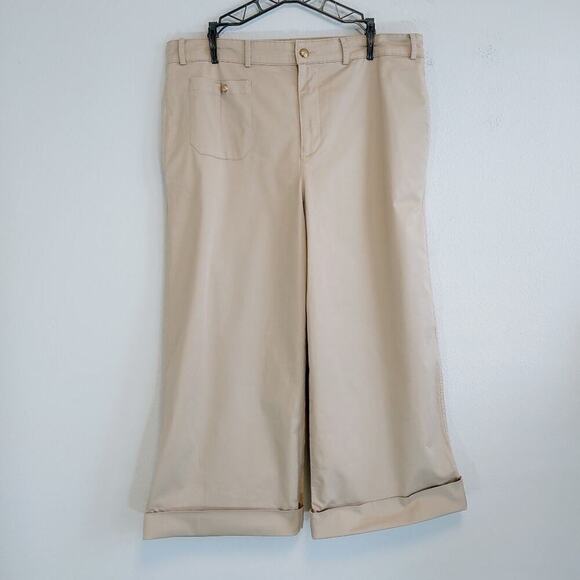 Lauren Ralph Lauren Women's Wide Leg Contemporary Minimalist Cuffed Pants Sz 14 - Picture 1 of 8